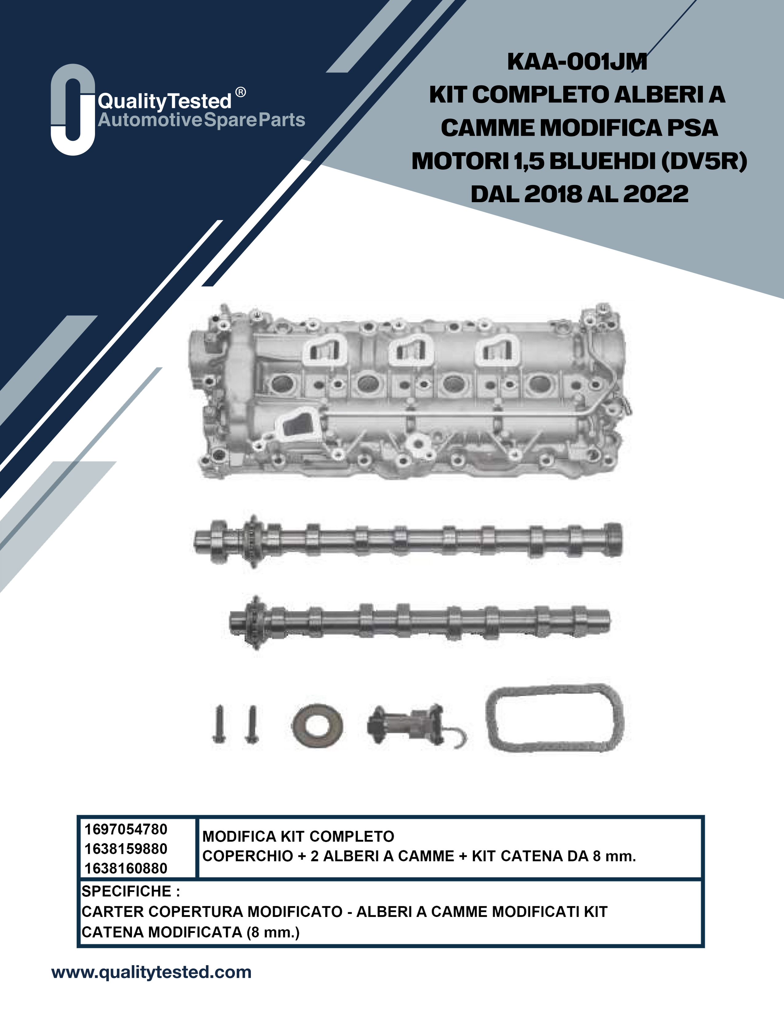 Kit completo alberi a camme modifica psa motori 1,5 blue hdi (dv5r)